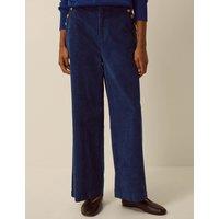 Monsoon Plain Wide Leg Cotton Trousers Dark Blue