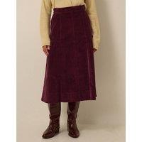 Monsoon Cotton Rich A Line Midi Skirt Burgundy