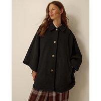 Monsoon Collared Cape Coat Black