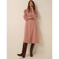 Monsoon Cord Blouson Sleeve Midi Shirt Dress Pink