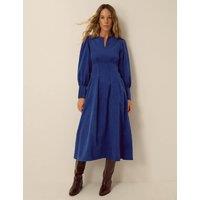 Monsoon Cotton Round Neck Zip Dress Dark Blue