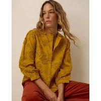 Monsoon Embroidered Round Neck Cotton Shirt Yellow