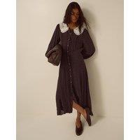 Monsoon Polka Dot Midi Tea Dress Chocolate