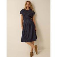 Monsoon Denim Pleated Midi Dress with Lyocell Blue Denim