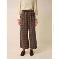Monsoon Checked Wide Leg Trousers Brown Mix