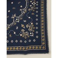 Monsoon Cotton Rich Floral Large Scarf Navy Mix