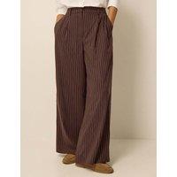 Monsoon Pinstripe Wide Leg Trousers Chocolate
