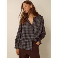 Monsoon Checked High Neck Blouse Blue Mix