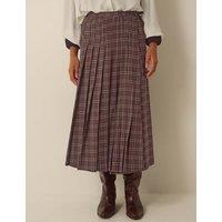 Monsoon Checked Pleated Midi Skirt Brown Mix