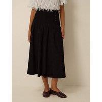 Monsoon Cord Button Front A Line Midi Skirt Black