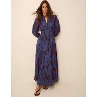Monsoon Printed Zip Front Tea Dress Navy Mix