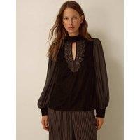 Monsoon Embroidered High Neck Top Chocolate