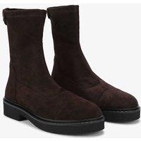 Steve Madden Suede Flat Round Toe Ankle Boots Brown