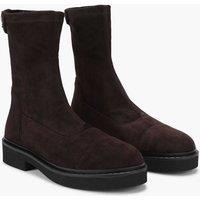 Steve Madden Suede Flat Round Toe Ankle Boots Brown