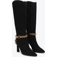 Steve Madden Suede Stiletto Heel Pointed Knee High Boots Black