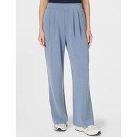 Sweaty Betty High Waisted Wide Leg Cargo Trousers Blue Denim