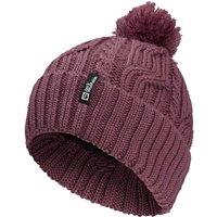 Jack Wolfskin Knitted Bobble Beanie Hat With Pompom Dark Pink