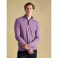 Joules Pure Cotton Textured Funnel Neck Half Zip Jumper Medium Purple