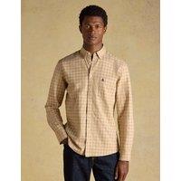 Joules Regular Fit Pure Cotton Checked Oxford Shirt Oatmeal Mix