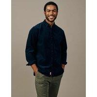Aubin Regular Fit Pure Cotton Corduroy Shirt Navy