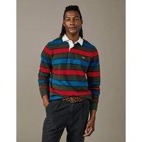 Aubin Pure Cotton Striped Long Sleeve Rugby Shirt Khaki Mix