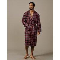 Aubin Pure Cotton Checked Dressing Gown Red Mix