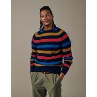 Aubin Striped Crew Neck Jumper with Wool Navy Mix