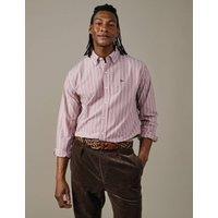 Aubin Relaxed Fit Pure Cotton Striped Oxford Shirt Red Mix
