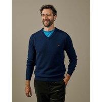 Aubin Lambswool Rich V Neck Jumper Navy
