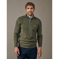 Aubin Lambswool Rich Half Zip Jumper Khaki