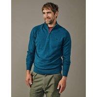 Aubin Pure Cotton Half Zip Jumper Teal