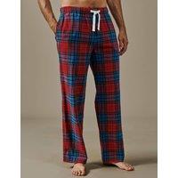 Aubin Pure Cotton Checked Pyjama Bottoms Dark Burgundy