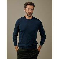 Aubin Pure Cotton Crew Neck Jumper Navy