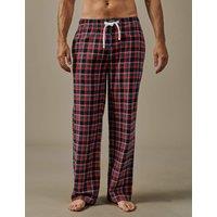 Aubin Pure Cotton Checked Pyjama Bottoms Red Mix