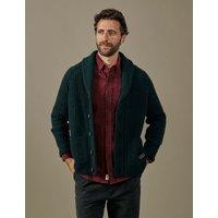 Aubin Merino Wool Rich Textured Funnel Neck Cardigan Khaki