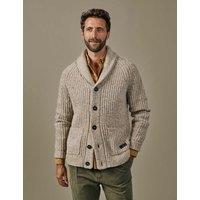 Aubin Merino Wool Rich Textured Funnel Neck Cardigan Natural
