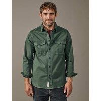 Aubin Regular Fit Pure Cotton Twill Shirt Khaki
