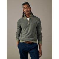 Aubin Pure Cotton Half Zip Jumper Khaki Mix