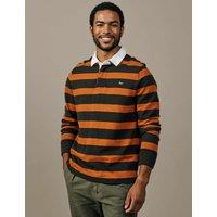 Aubin Pure Cotton Striped Long Sleeve Rugby Shirt Black Mix