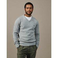 Aubin Lambswool Rich V Neck Jumper Grey Marl