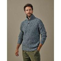 Aubin Lambswool Rich Ribbed Funnel Neck Jumper Grey Mix
