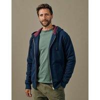 Aubin Pure Cotton Waffle Zip Up Hoodie Navy