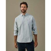 Aubin Relaxed Fit Pure Cotton Striped Oxford Shirt Mint