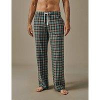 Aubin Pure Cotton Checked Pyjama Bottoms Khaki Mix