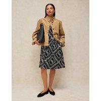 White Stuff Lola Patterned Knee Length Dress With Modal Black Mix