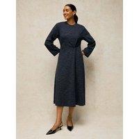 White Stuff Pure Cotton Crew Neck Midi Twist Dress Dark Navy
