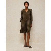 White Stuff Lola Cotton Blend Patterned Notch Neck Dress Green Mix