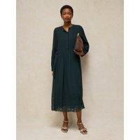 White Stuff Lined Crew Neck Midi Dress Dark Green