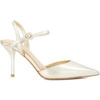 Dune London Open Pointed Toe Leather Court Shoes Gold