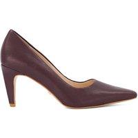 Dune London Almond Toe Leather Court Shoes Burgundy